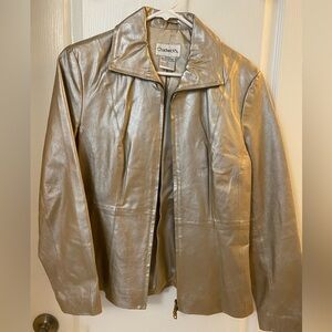 Chadwick’s Genuine Leather Jacket, Soft Pearl Gold color, size 10